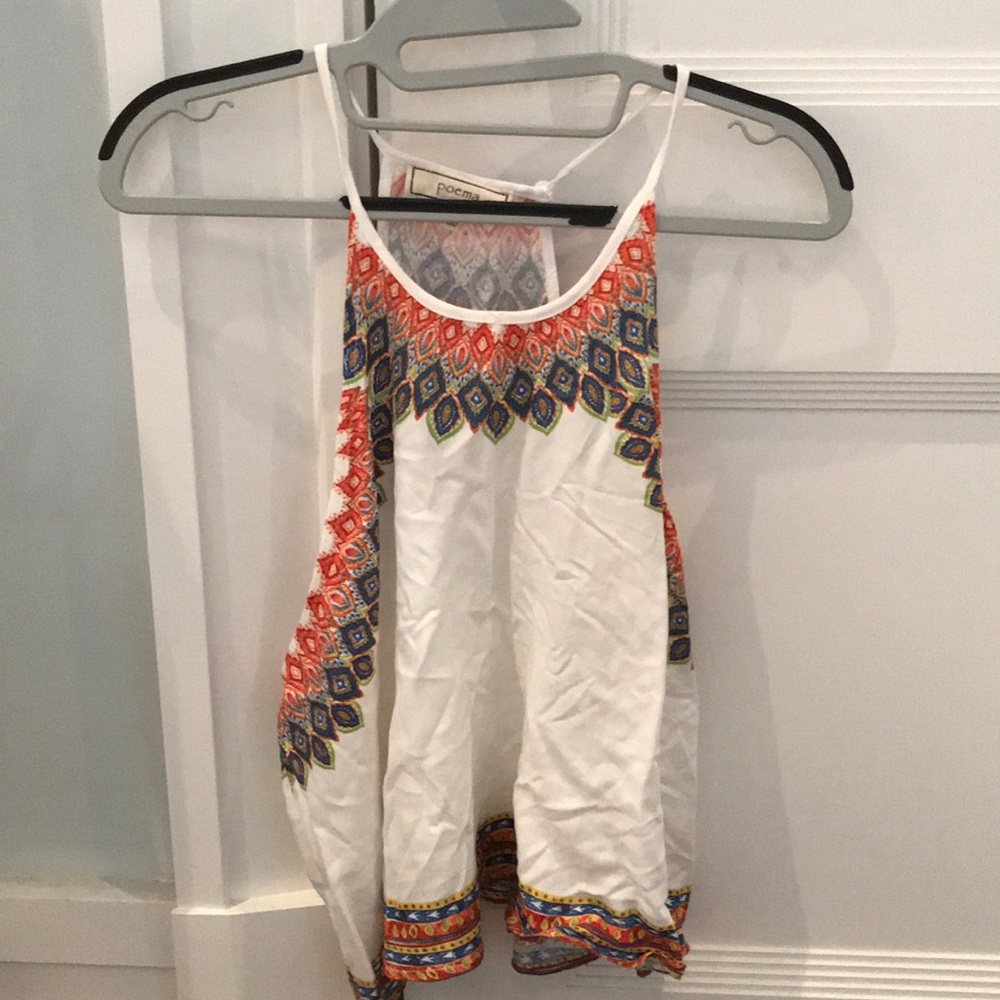 White Tank top with colorful border